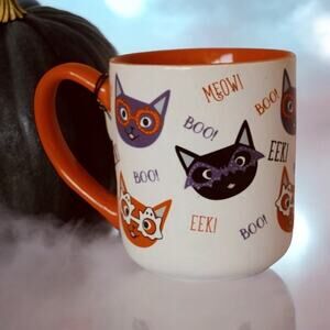 New Ceramic Sheffield Home Halloween Cat Where's Paw-Rty 18oz Coffee Tea Mug